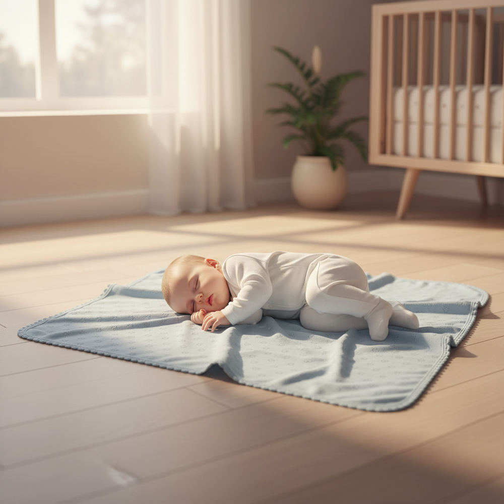 Bebe Organic Sea Heart Pointelle Blanket