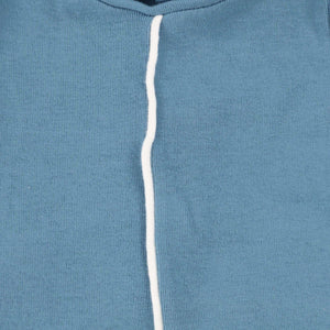 bee dee teal white contrast piping footie with bonnet