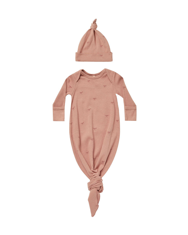Quincy Mae Bows Knotted Baby Gown with Hat