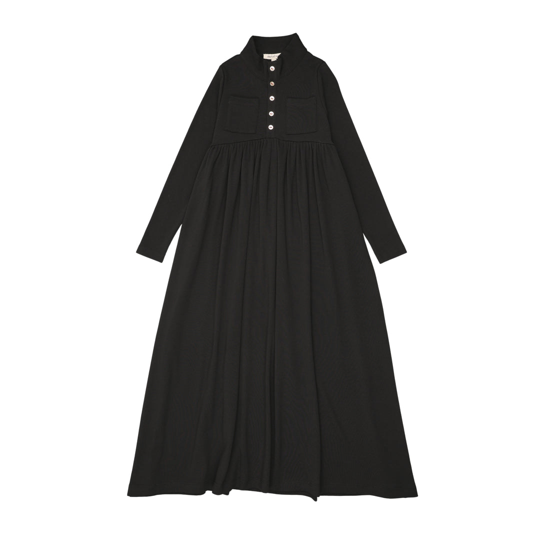 Black dress with long sleeves on a white background