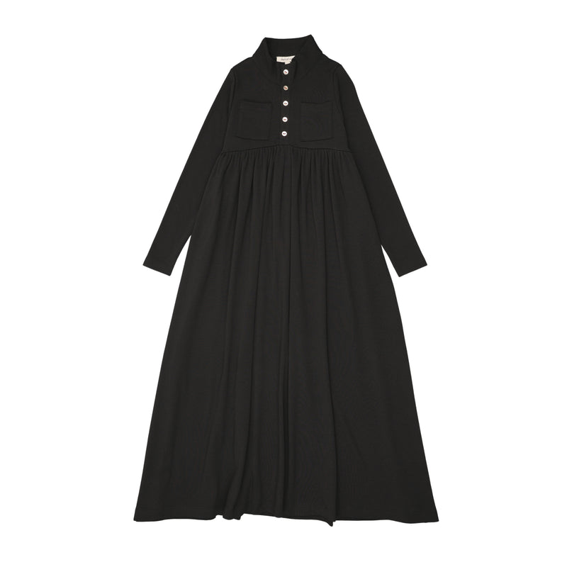 Black dress with long sleeves on a white background