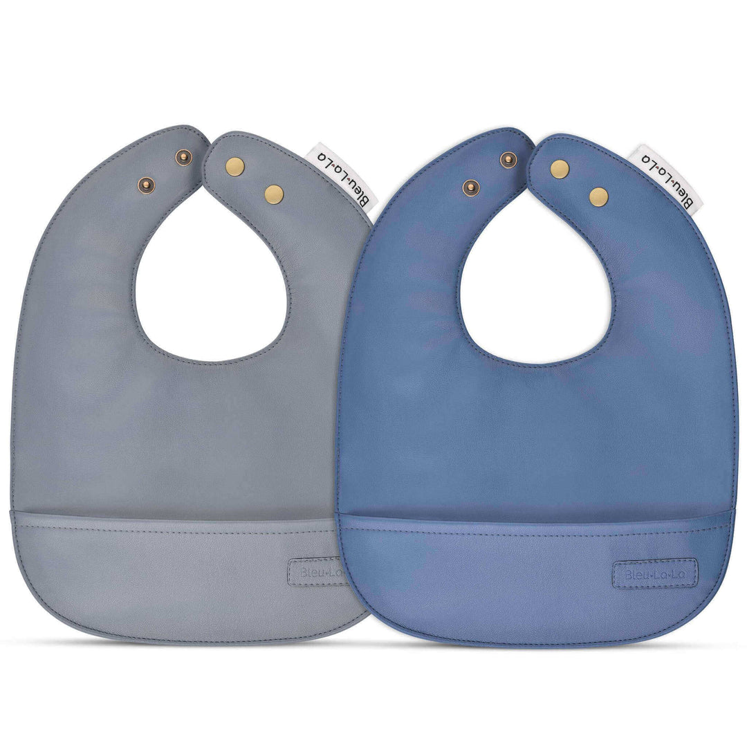 Bleu La La Classic Set of Soft Vegan Leather Easy Clean Bibs