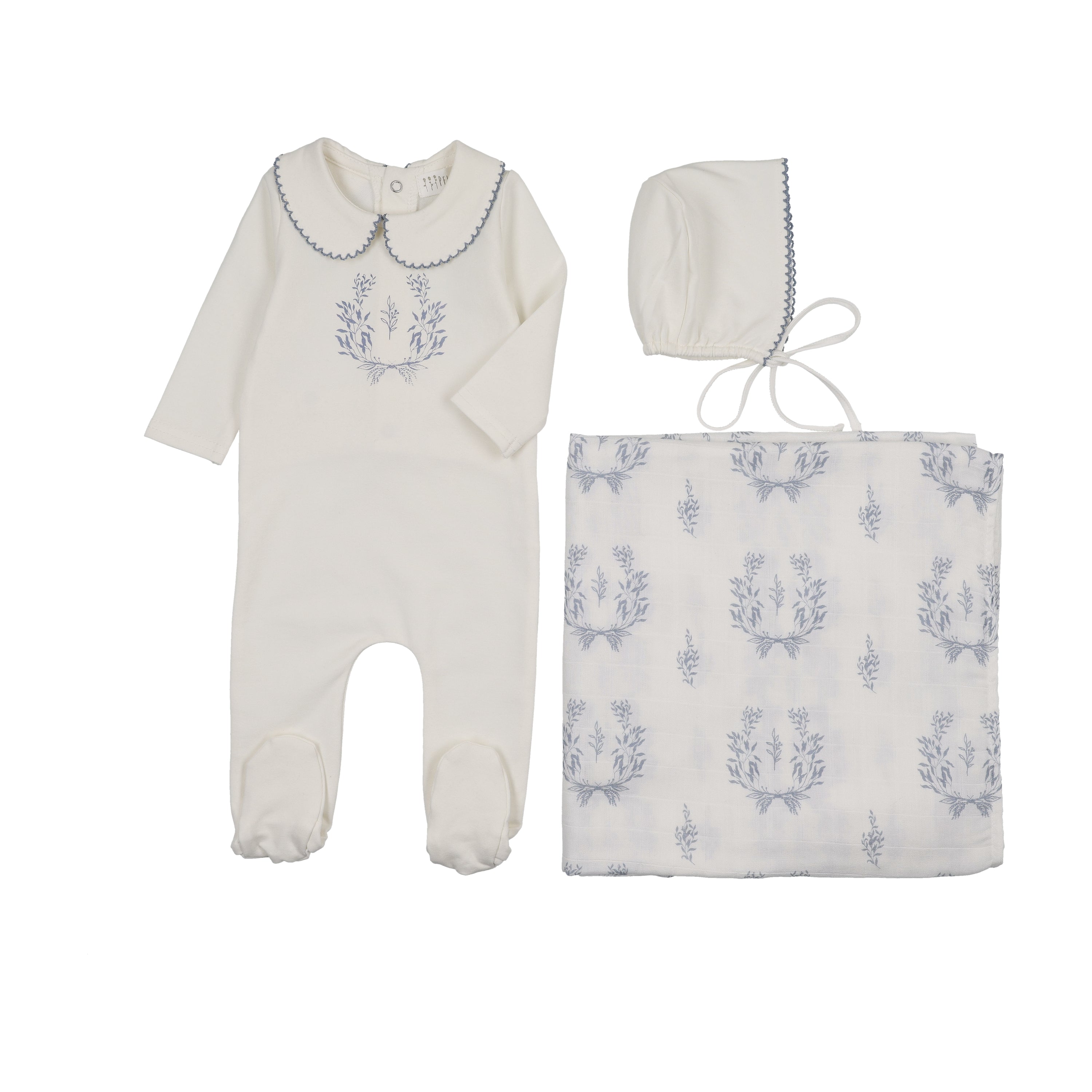 Peluche Bebe - Botanical Footie 3 Pc Set with Collar