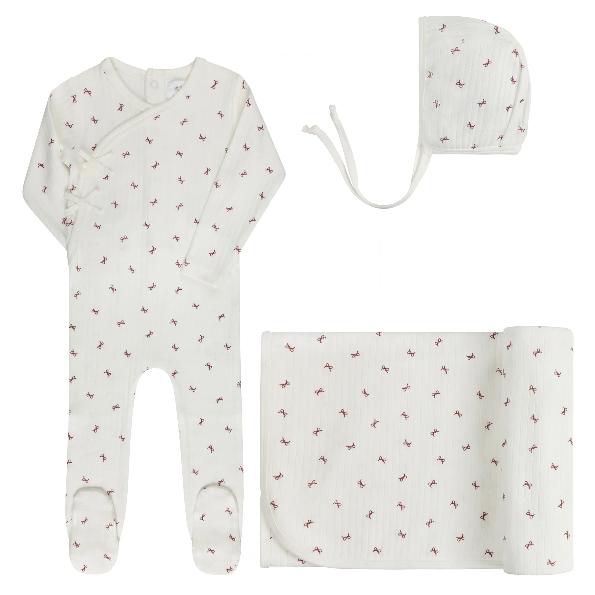 Ely's & Co Bow Pattern Collection Take Me Home Set Soft Cotton Baby Outfit Bow Print Design