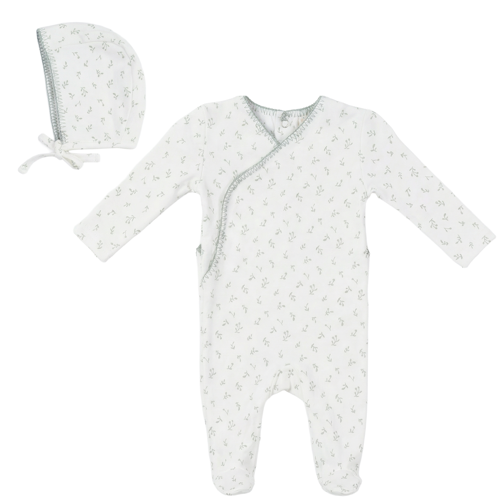 Bebe Bella Boys Fake Wrap Cherry Rib Stretchie Soft Rib Cotton Baby Footie Cherry Print Design