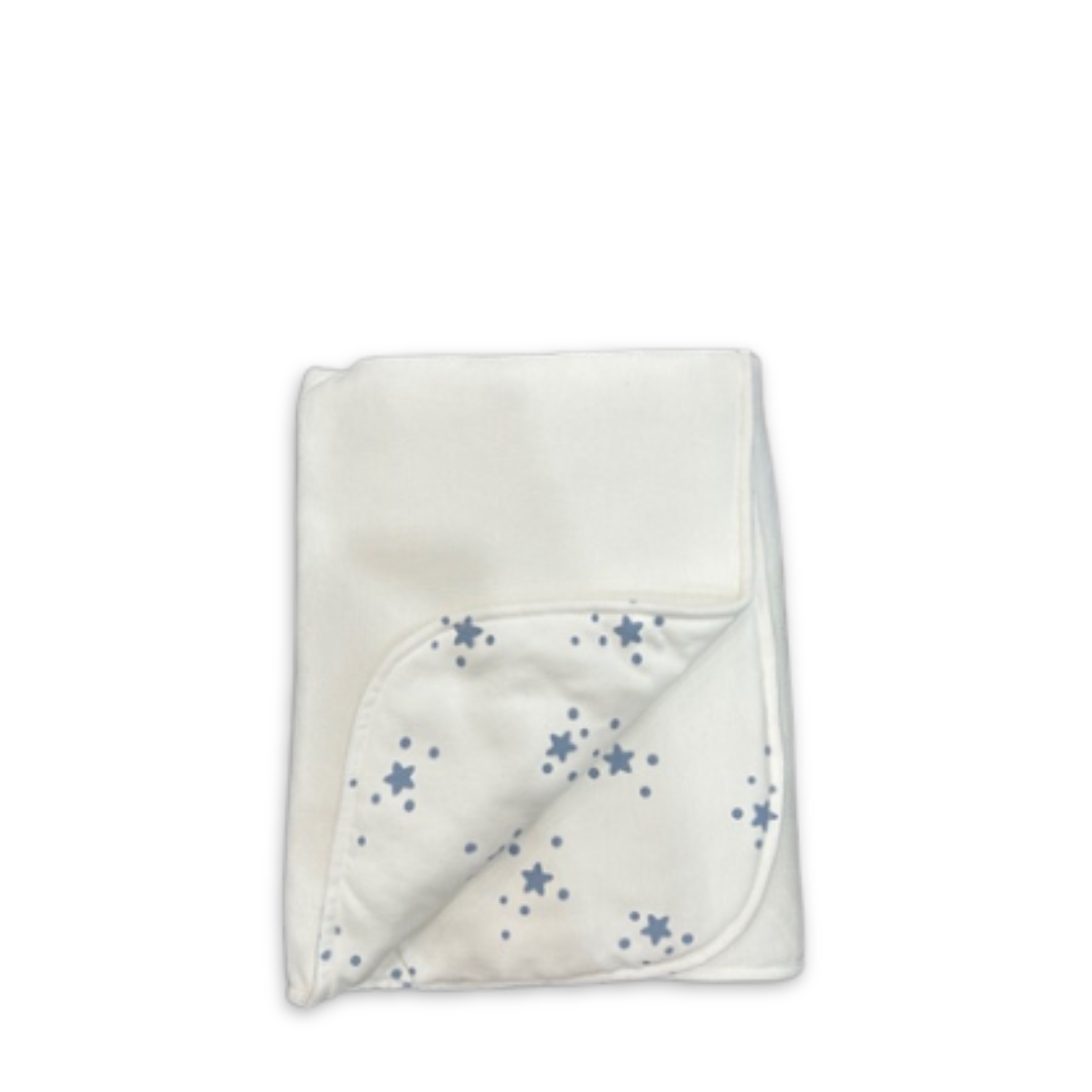 “Cotton Pompom Bubble Stars cotton baby blanket in soft breathable fabric, cozy newborn receiving blanket with star pattern