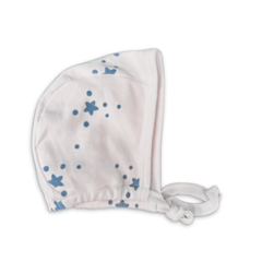 Cotton Pompom Bubble Stars cotton baby bonnet in soft breathable fabric, cozy newborn hat with star pattern design