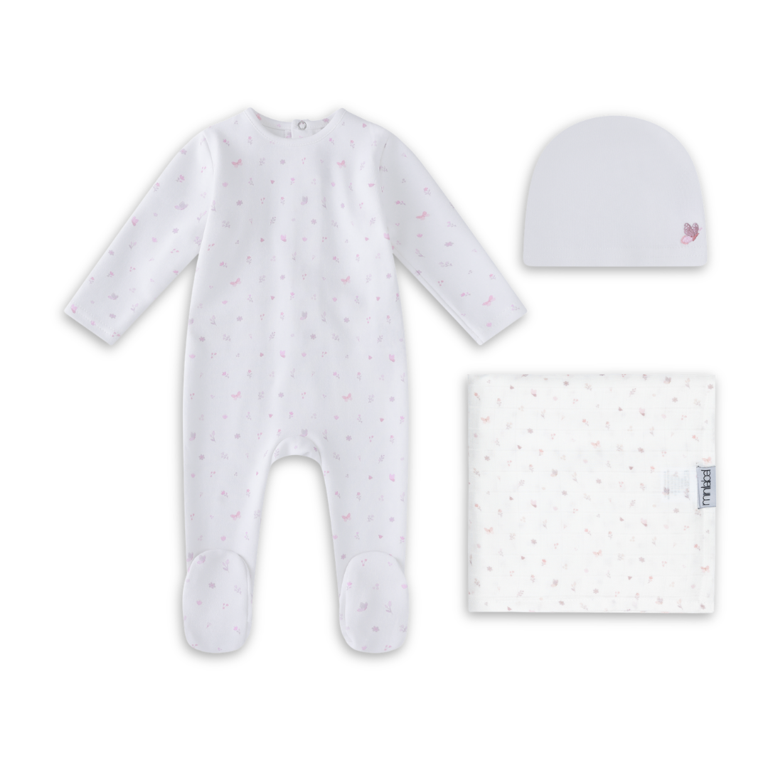 Mini Label Butterfly All Over Print Gift Set Girls Soft Cotton Baby Outfit Butterfly Print Design