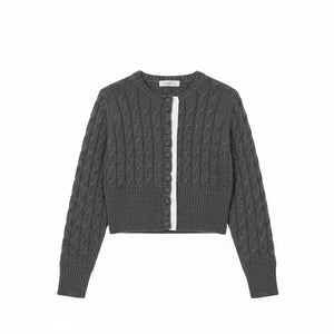 John Richmond – Charcoal Grey Cable-Knit Cardigan
