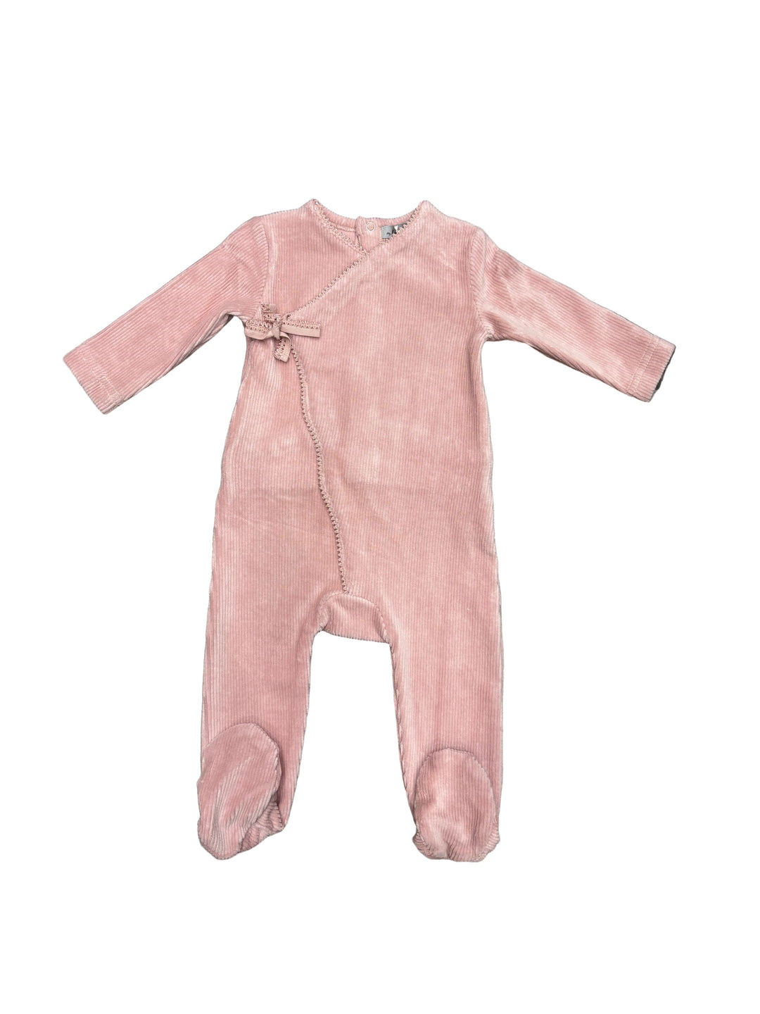 Little Lux  Ribbed Picot Trim Velour Footie