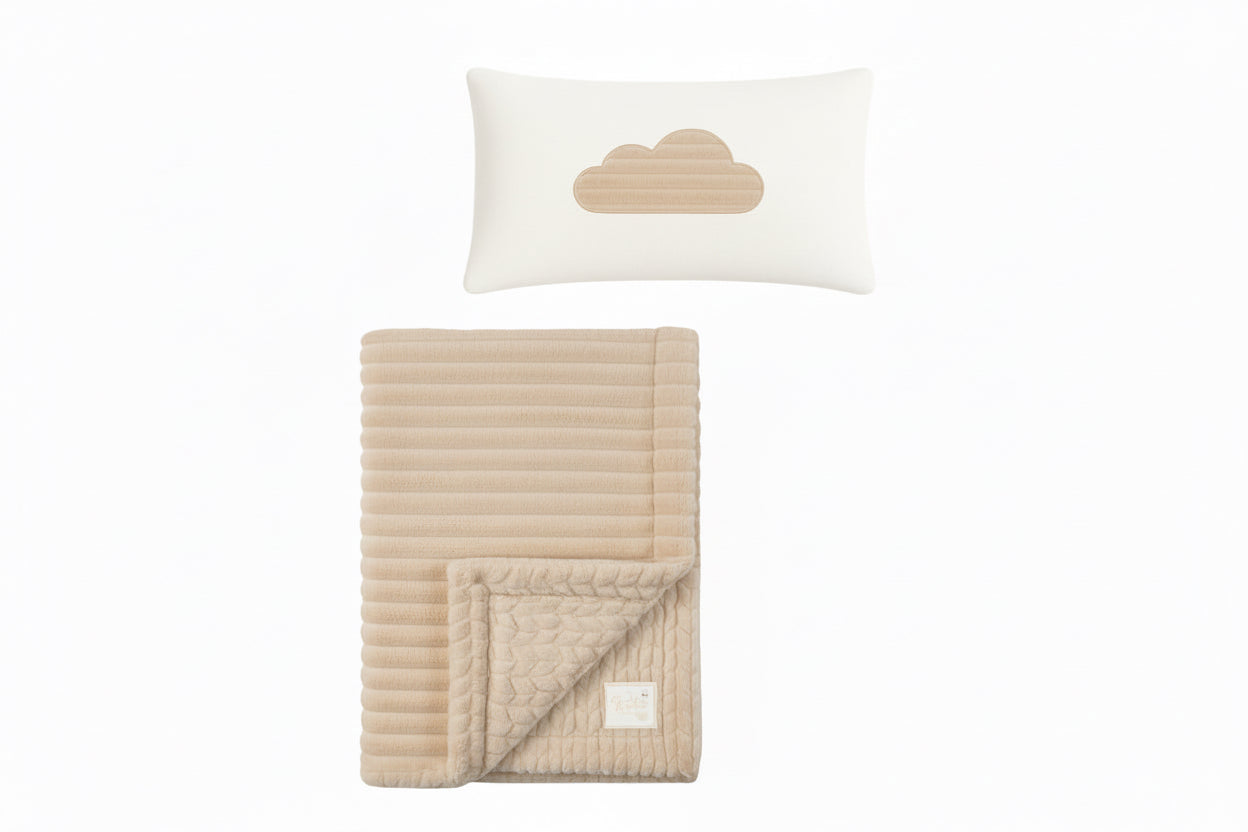 Ritz Beige Solid/Stripe Design Blanket