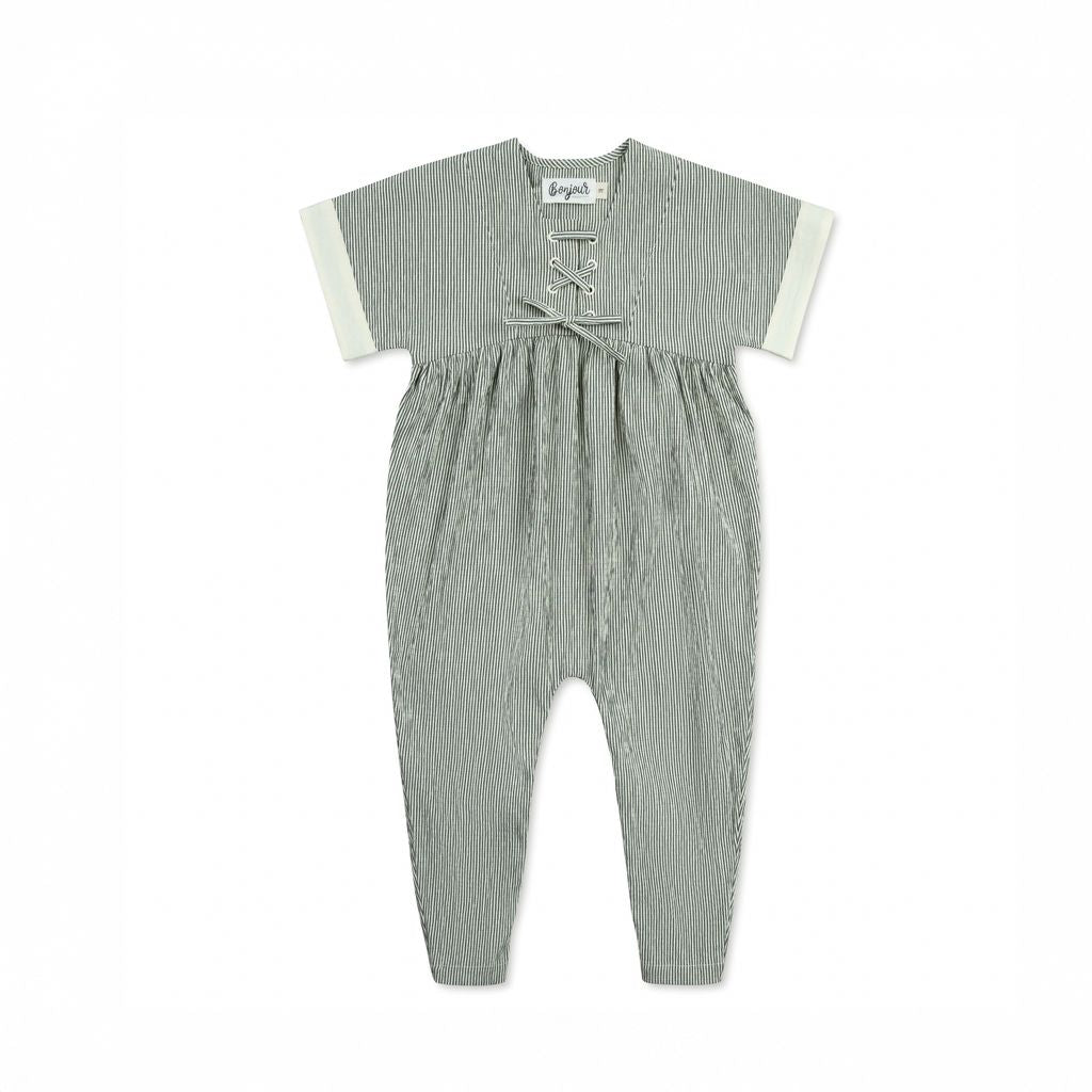 Bonjour - Black Striped Laced Romper