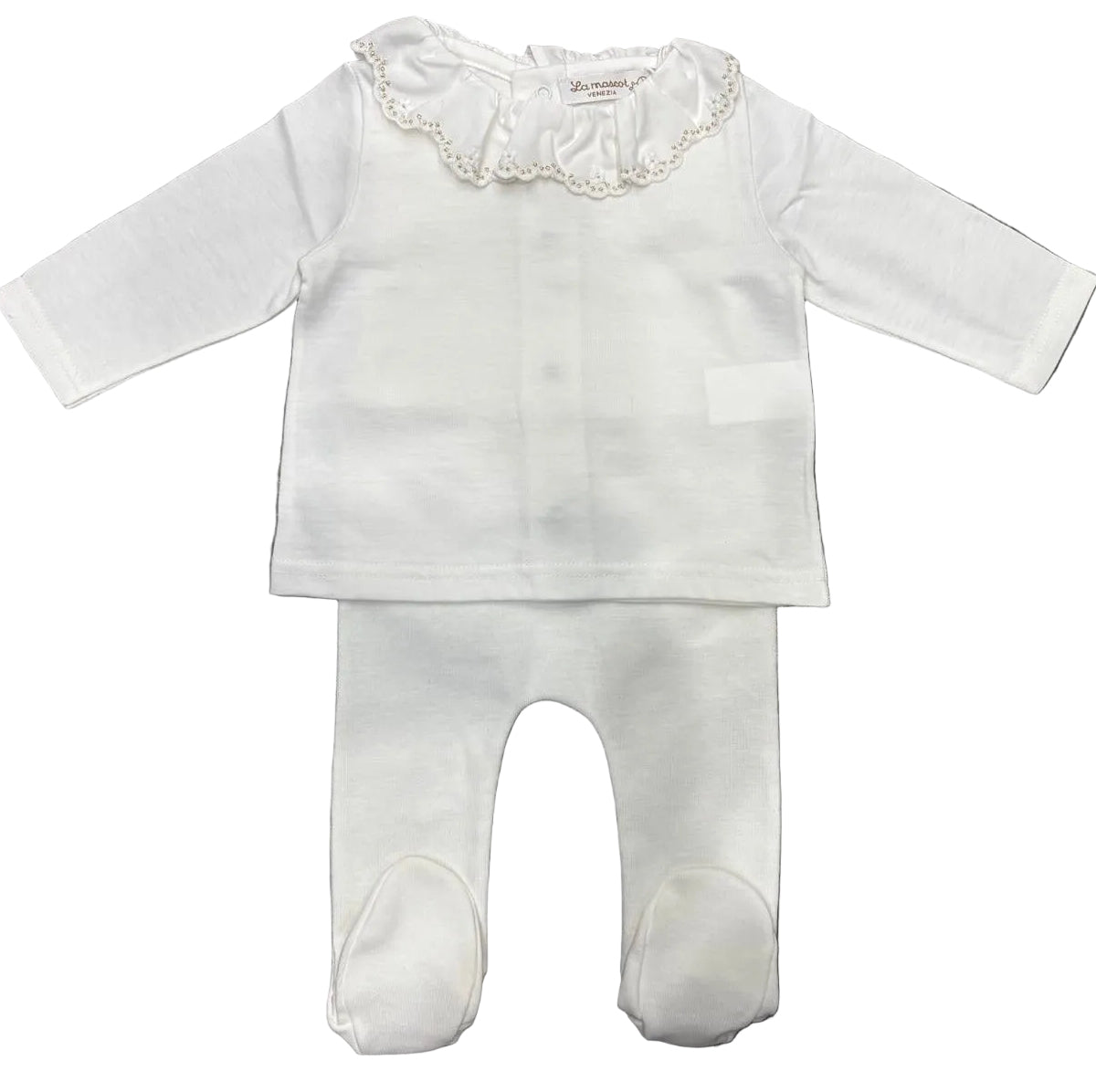 La Mascot - Gold Embroidered Top + Footed pants + Bonnet