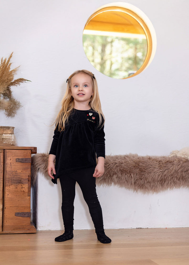 Bonjour Girls Velour Brooch Two-Piece
