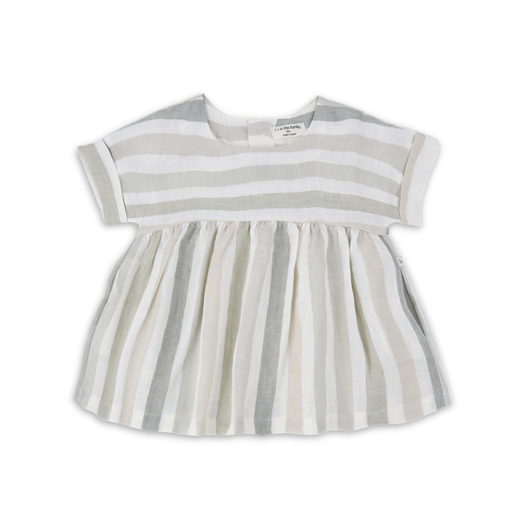 1+ in the family Beige Dress Soft Cotton Girls Dress Lightweight Elegant Design