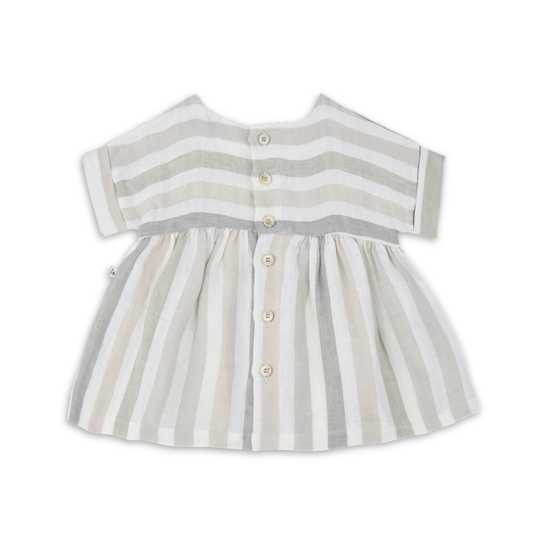 1+ in the family Beige Dress Soft Cotton Girls Dress Lightweight Elegant Design