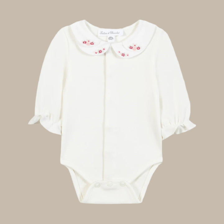 Tartine et Chocolat Ecru Double Collar Bodysuit