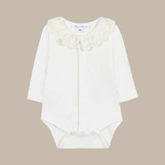 Tartine et Chocolat Ecru Ruffled Lace Collar Bodysuit
