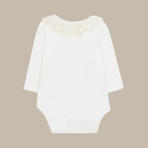 Tartine et Chocolat Ecru Ruffled Lace Collar Bodysuit