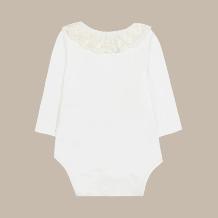 Tartine et Chocolat Ecru Ruffled Lace Collar Bodysuit