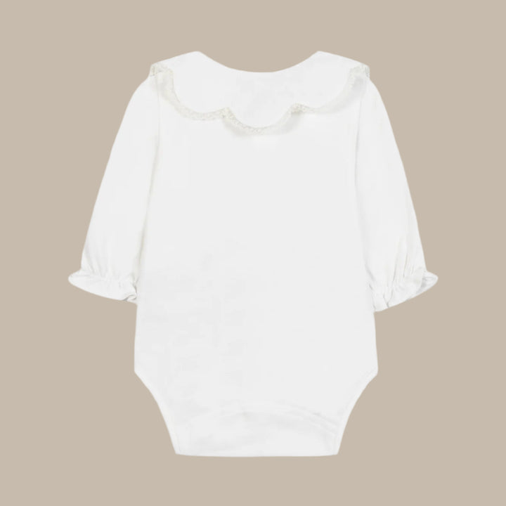 Tartine et Chocolat Ecru Ruffled Collar Bodysuit