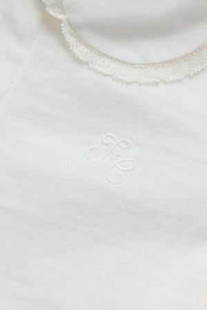 Tartine et Chocolat Ecru Ruffled Collar Bodysuit