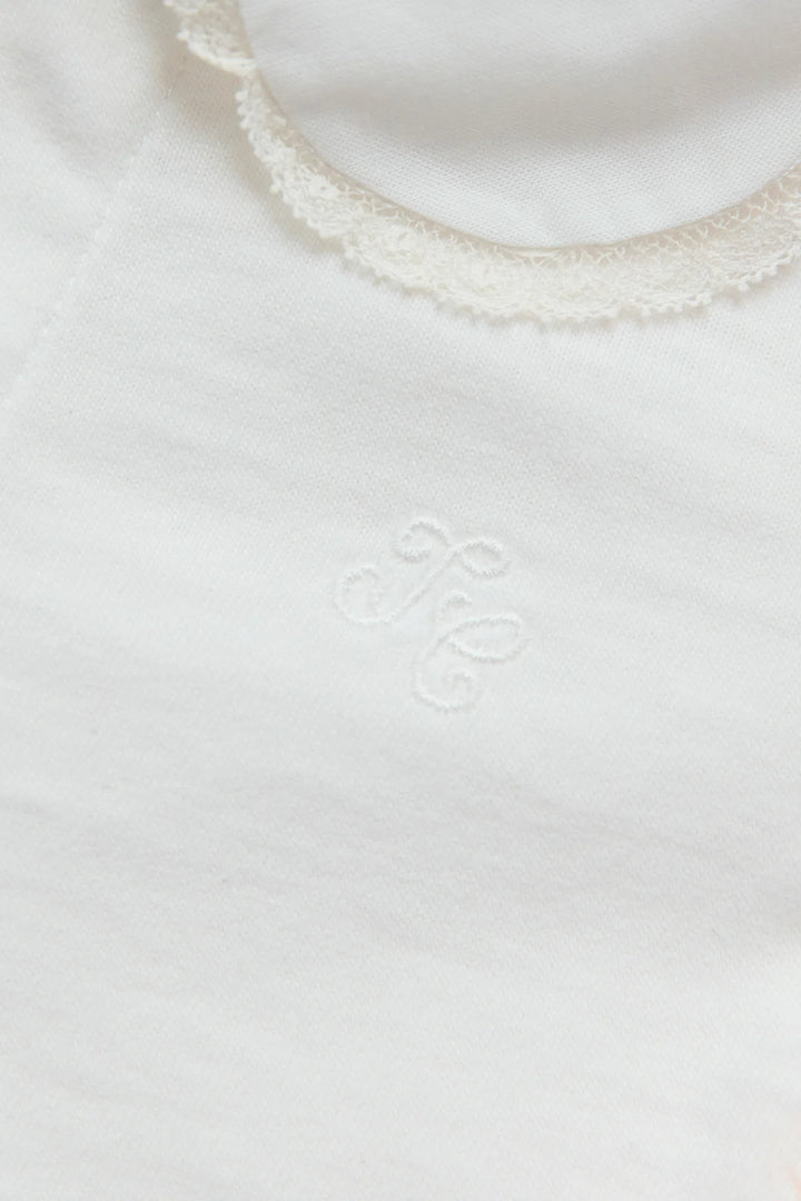 Tartine et Chocolat Ecru Ruffled Collar Bodysuit