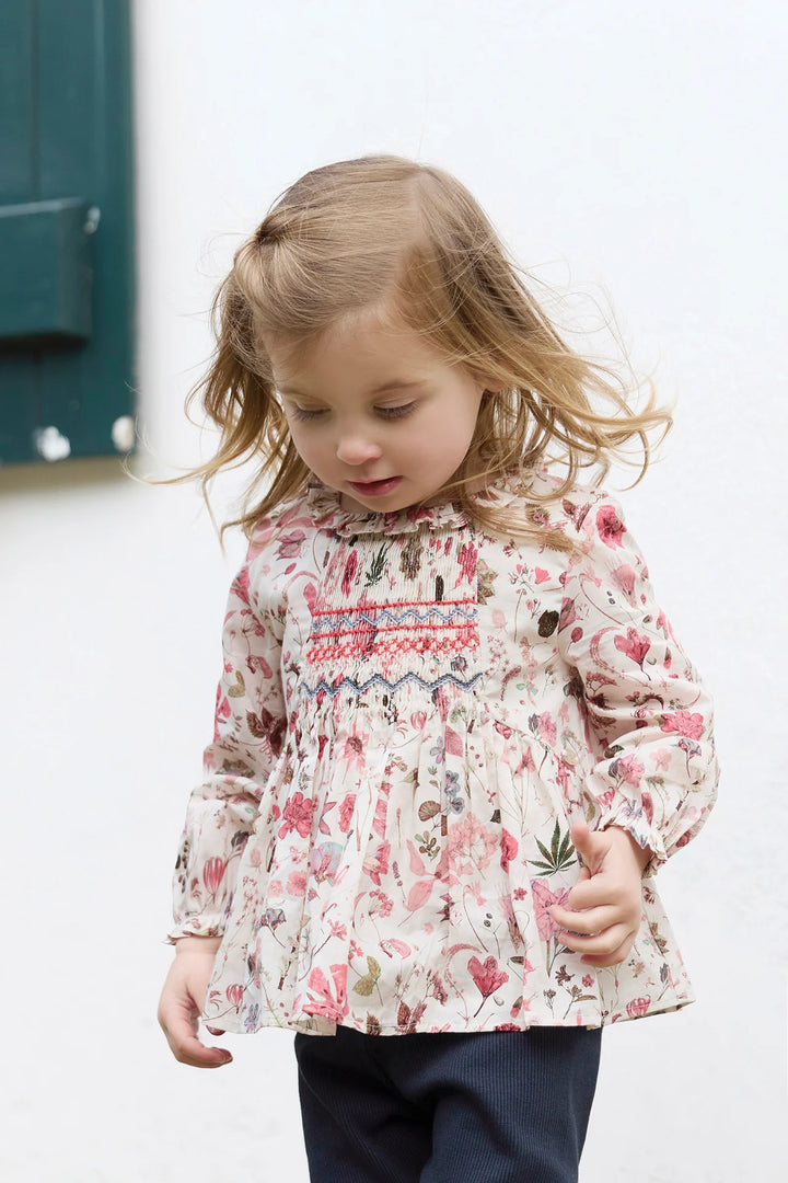 Tartine et Chocolat Girls' Liberty Floral Smocked Blouse