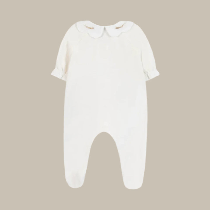 Tartine et Chocolat Ecru Bow Collar Footie