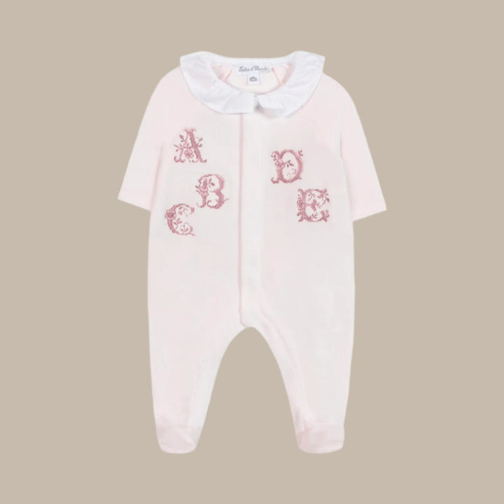 Tartine Et Chocolat Pale Pink Embroidered Footie