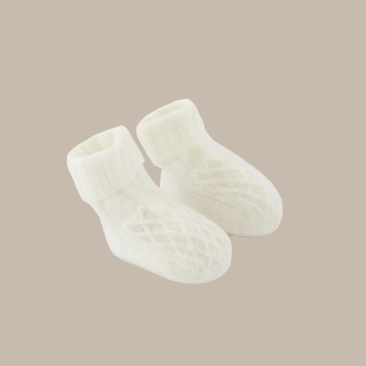 Tartine et Chocolat Ecru Cashmere Knit Slippers
