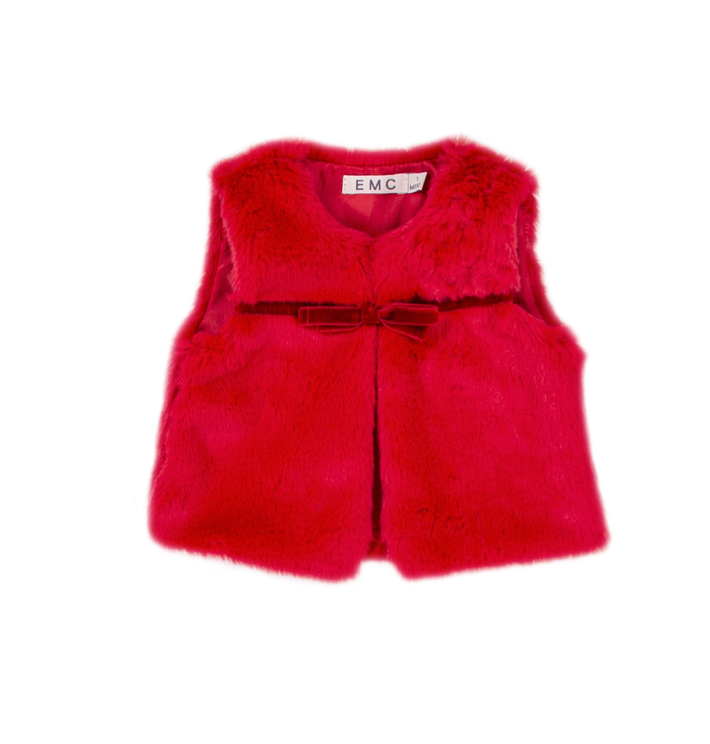 EMC Red Bow Eco Fur Vest