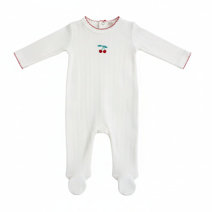 Maniere - Pointelle Cherry Footie &amp; Beanie