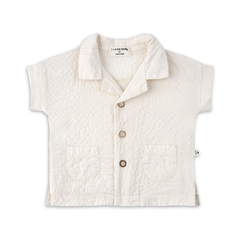 1+ in the family Ecru Shirt Soft Cotton Kids Button Front Top Lightweight Design