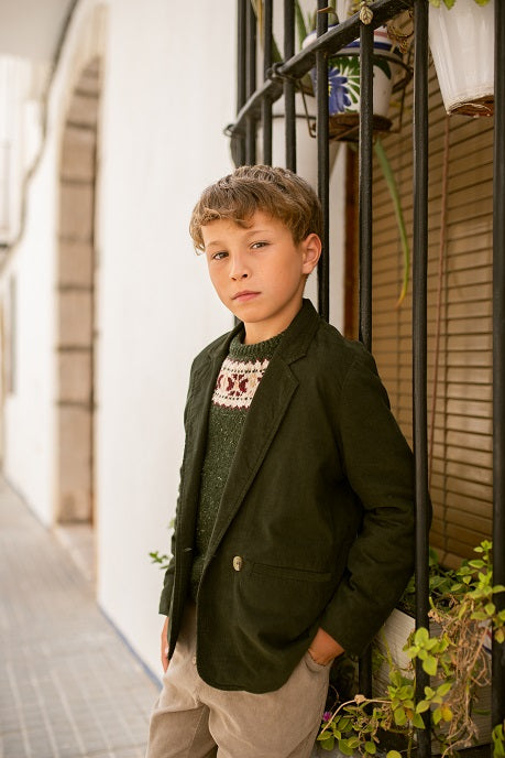 Orange Dimanche Green Velvet Blazer