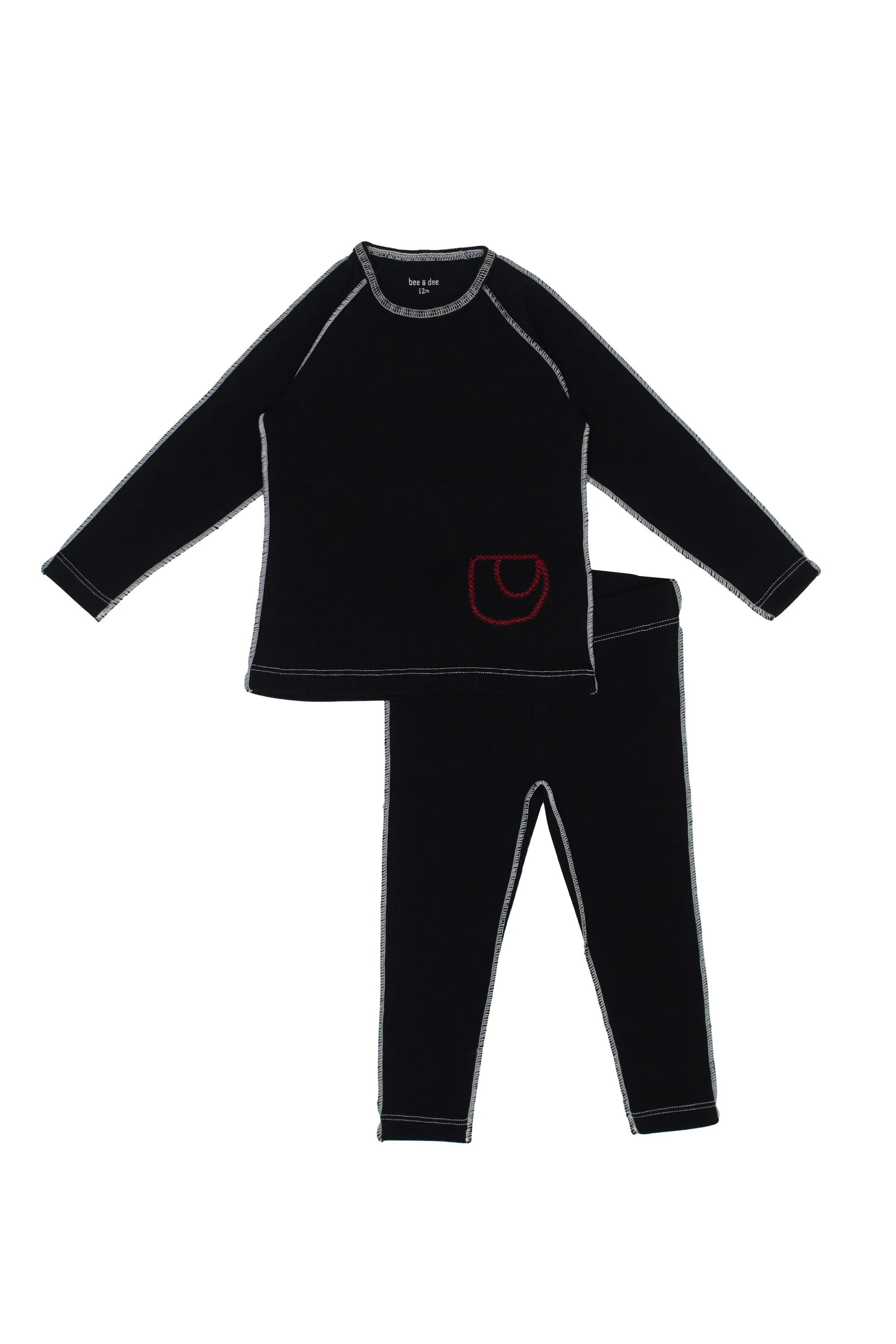 Bee & Dee Black Contrast Ribbed Loungewear