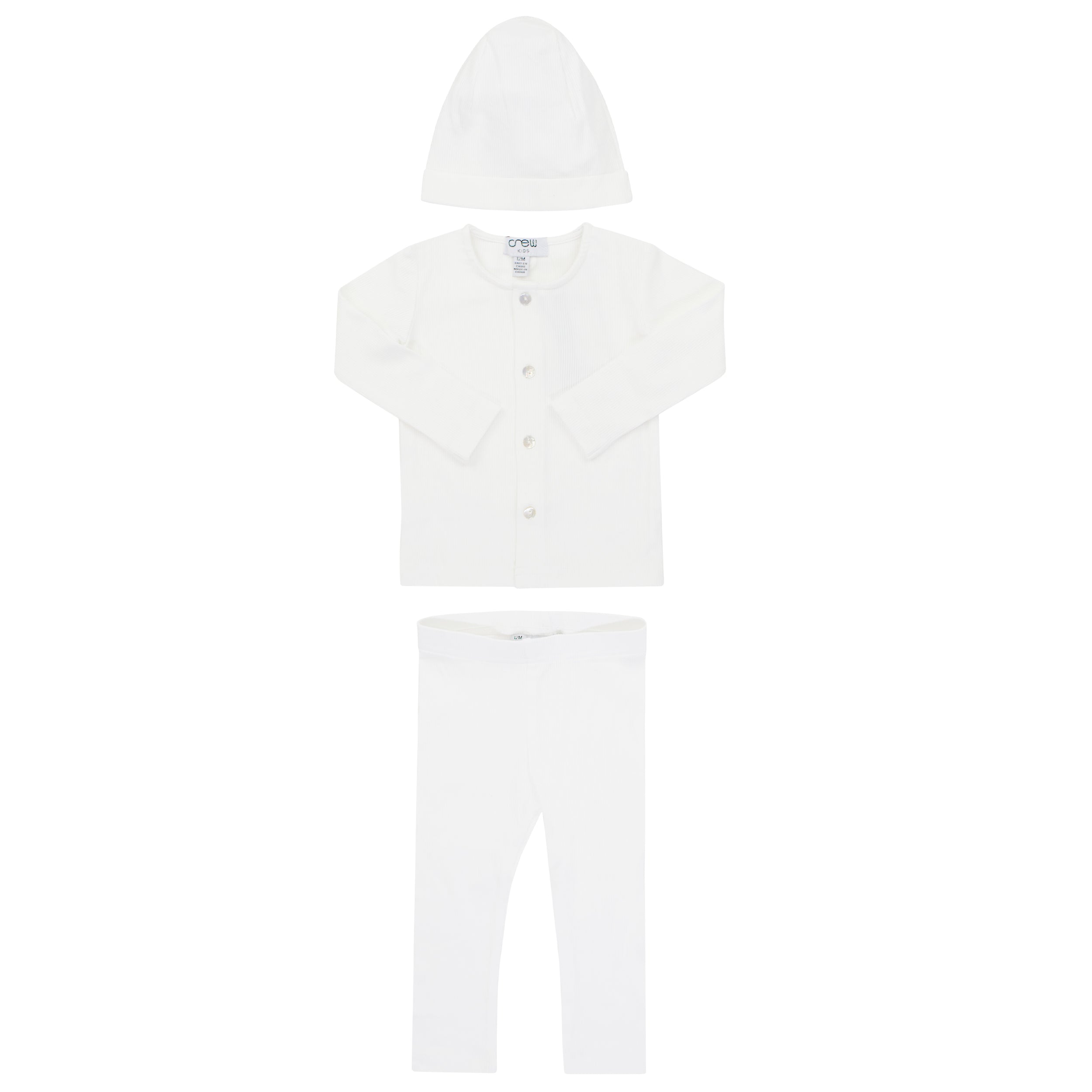 Crew Kids White Long 3 Pc Rib Set