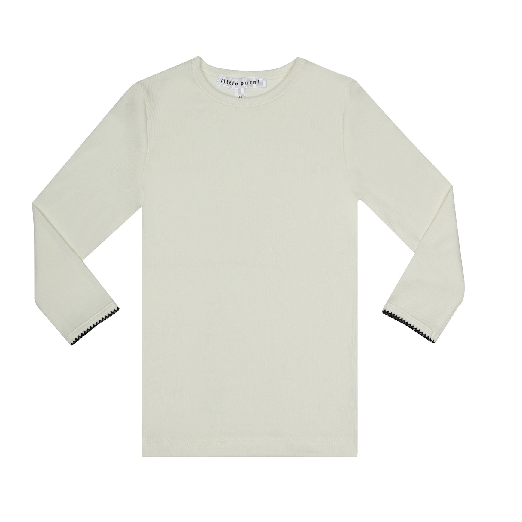 Little Parni - Ivory Ribbed Shell Top with Trim | Kids' Sleeveless Knit | K221