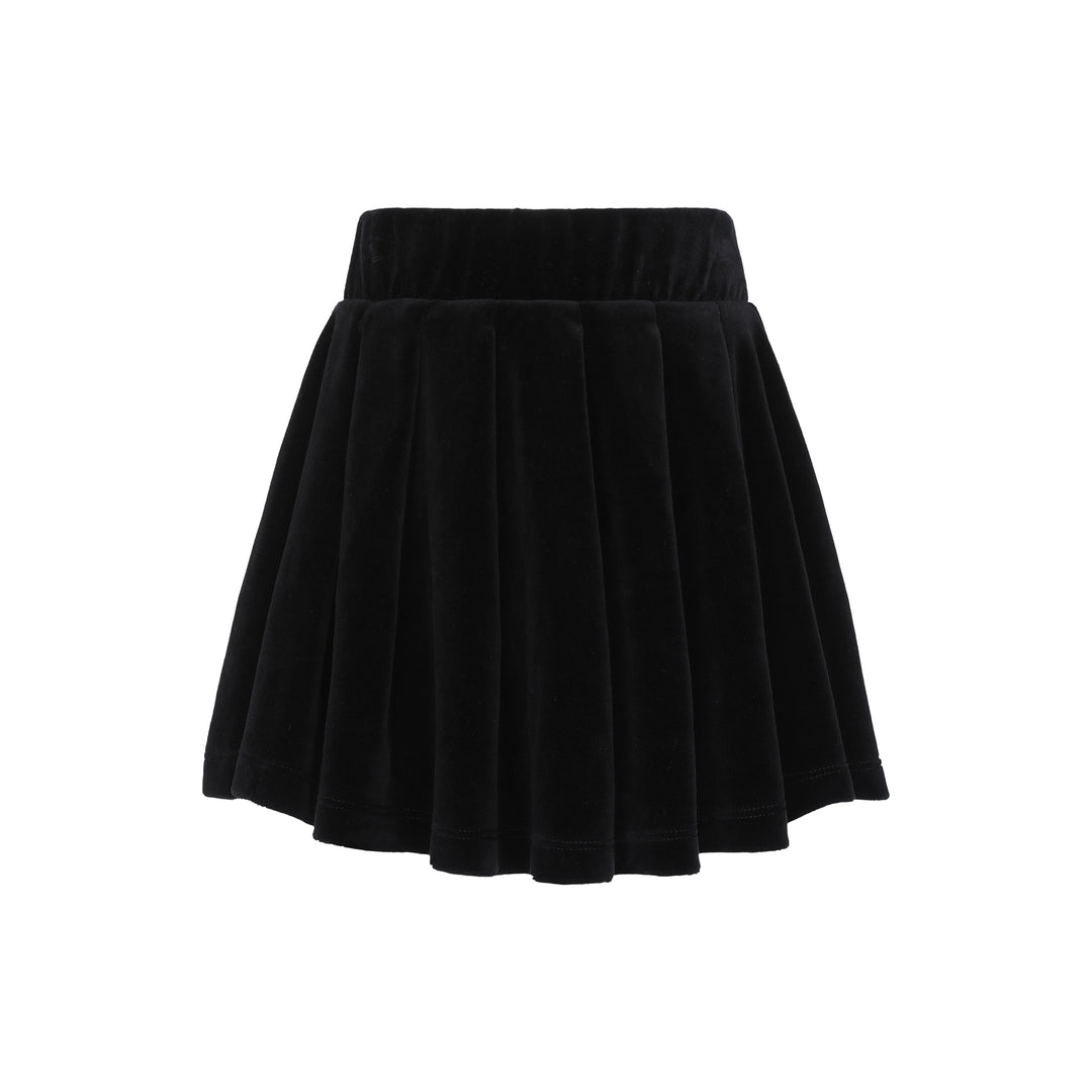 parni black velour pleated skirt