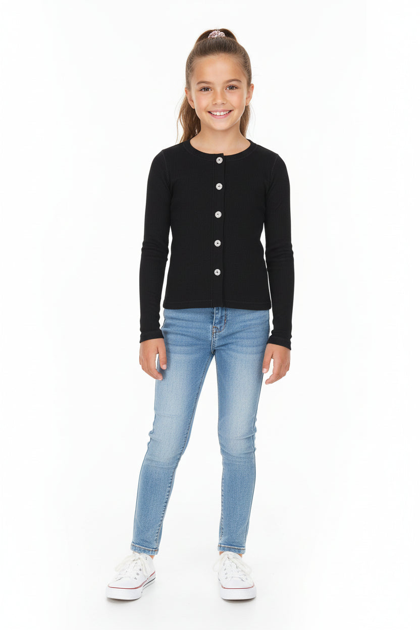 girls black rhinestone cardigan parni sparkle knitwear