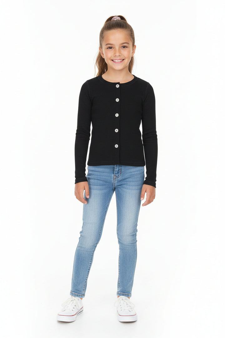 girls black rhinestone cardigan parni sparkle knitwear