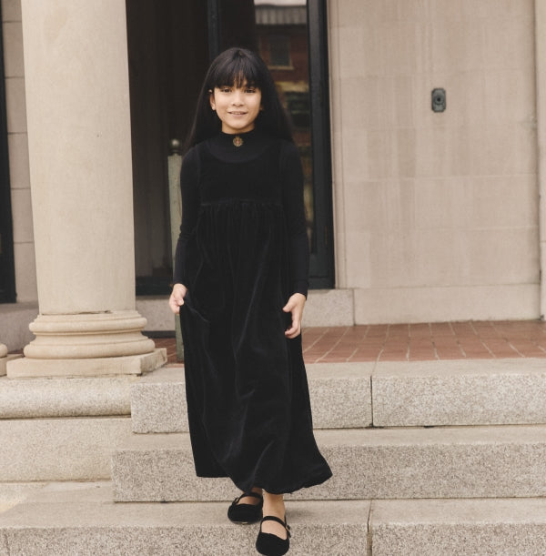 Parni Black Velour Maxi Dress
