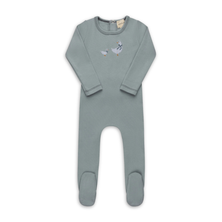 Ely's & Co Cotton Cross Stitch Duckling Collection Footie Soft Cotton Baby Footed Onesie Duckling Embroidery Design