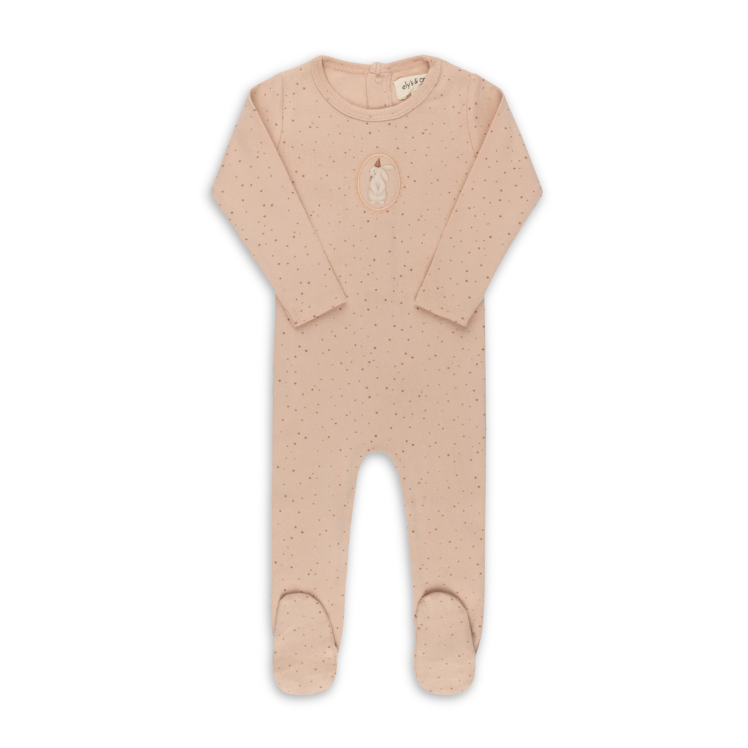 Ely's & Co Cotton Bunny Collection Footie Soft Cotton Baby Footed Onesie Bunny Print Design