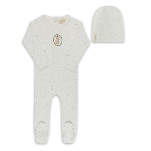 Ely's & Co Cotton Bunny Collection Footie and Beanie Soft Cotton Baby Outfit Bunny Print Design