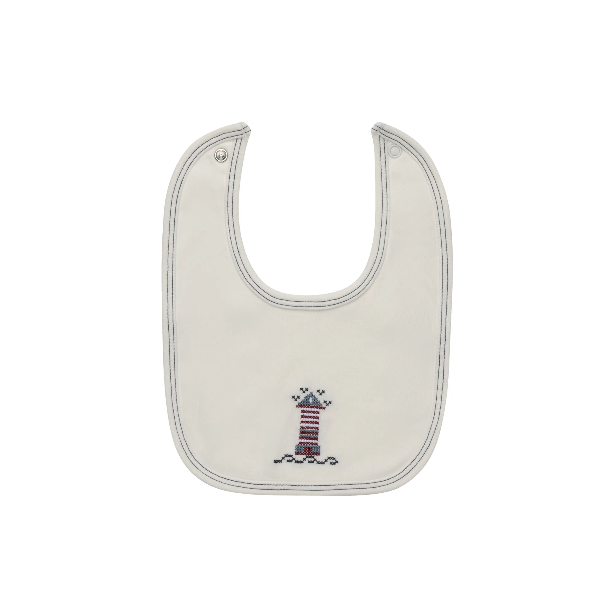 Ely's & Co Cotton Crossstitch Lighthouse Collection Bib Soft Cotton Baby Feeding Bib Lighthouse Embroidery