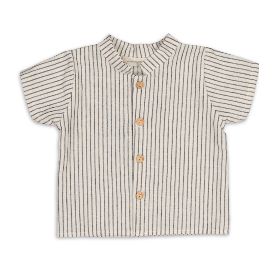Cotton Little Things Striped Short Sleeve Shirt Soft Cotton Kids Shirt Classic Stripe Design