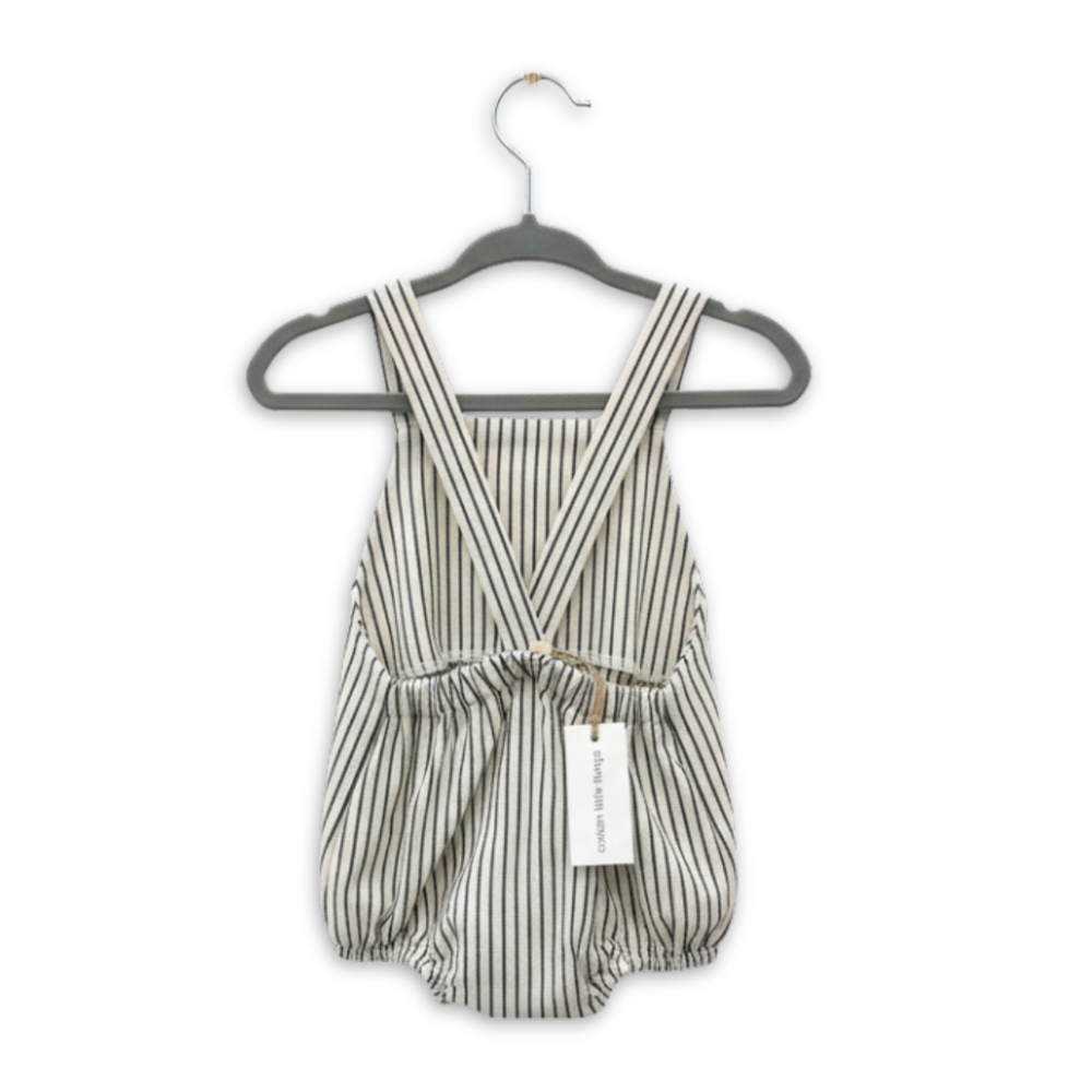 Cotton Little Things Striped Fabric Romper with Straps Soft Cotton Baby Romper Classic Stripe Design