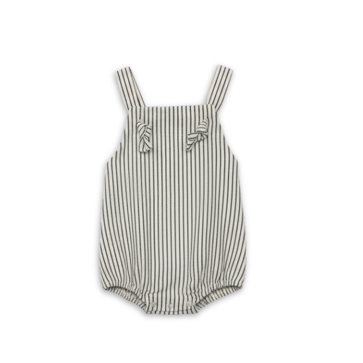 Cotton Little Things Striped Fabric Romper with Straps Soft Cotton Baby Romper Classic Stripe Design