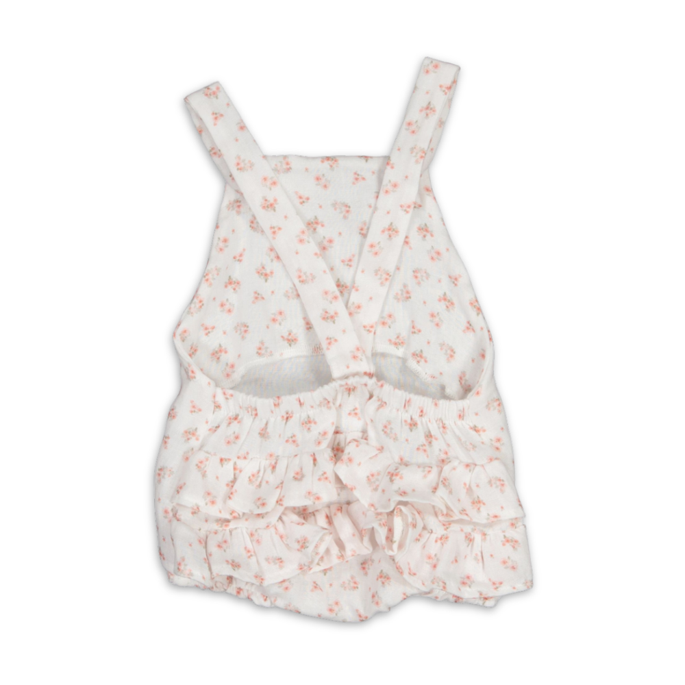 Cotton Little Things Floral Ruffled Back Romper Soft Cotton Baby Romper Floral Print Ruffle Back